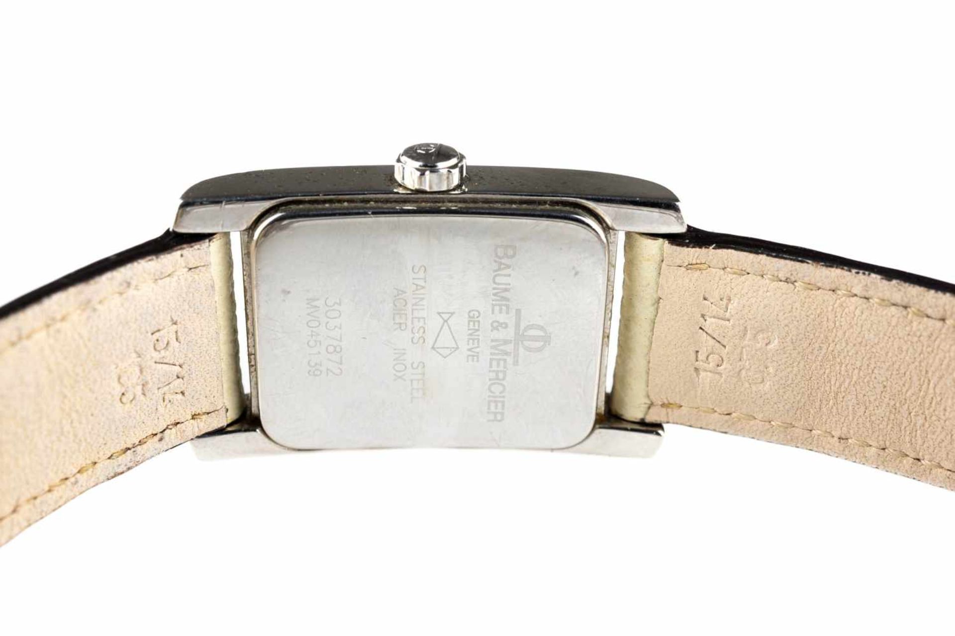 Baume & Mercier 'Hampton' Quarz, Gehäuse Stahl, Maße 33 mm x 20 mm, Armband Leder, Original- - Bild 3 aus 3