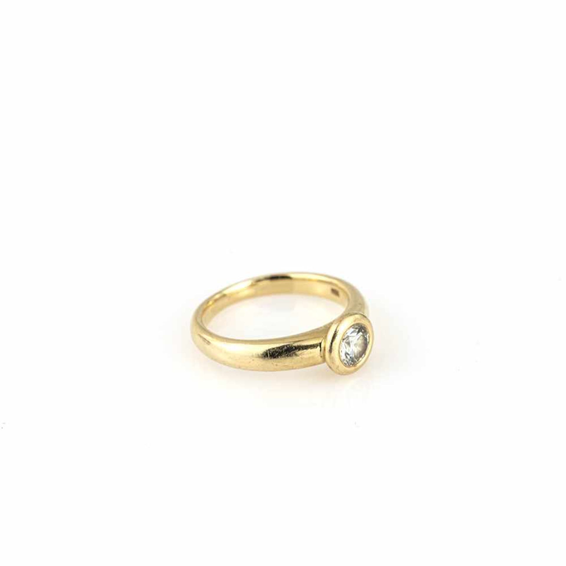 Solitair-Ring 585 Gelbgold, punziert, mit zentralem Brillant, ca. 0,5 ct, M-N, vs, Ringdurchmesser - Bild 2 aus 2