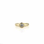 Solitair-Ring 585 Gelbgold, punziert, mit zentralem Brillant, ca. 0,5 ct, M-N, vs, Ringdurchmesser