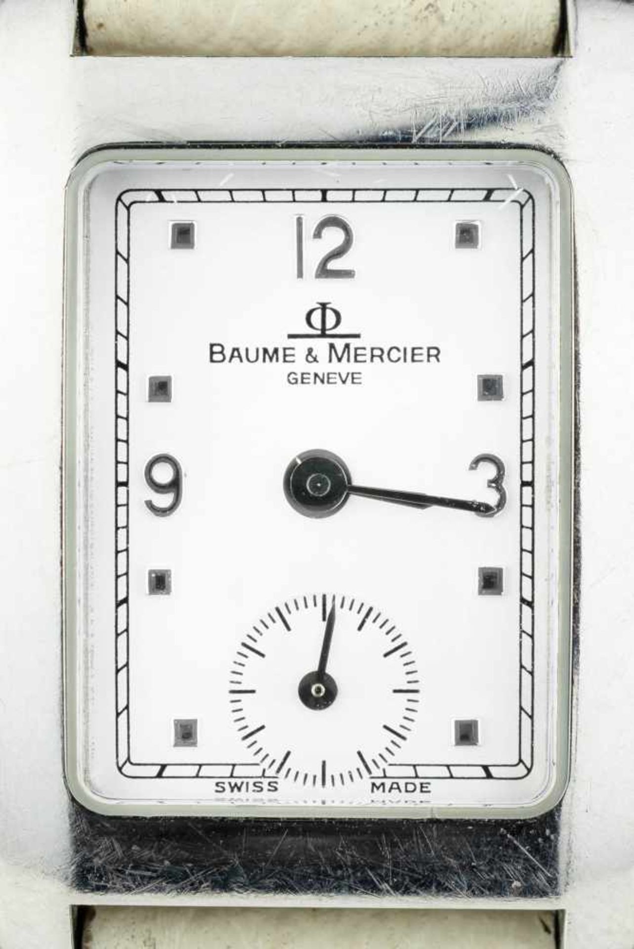 Baume & Mercier 'Hampton' Quarz, Gehäuse Stahl, Maße 33 mm x 20 mm, Armband Leder, Original- - Bild 2 aus 3