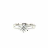 Solitair-Ring 585 Weißgold, punziert, mit zentralem Brillant, ca. 1,0 ct, laut Expertise H, if,