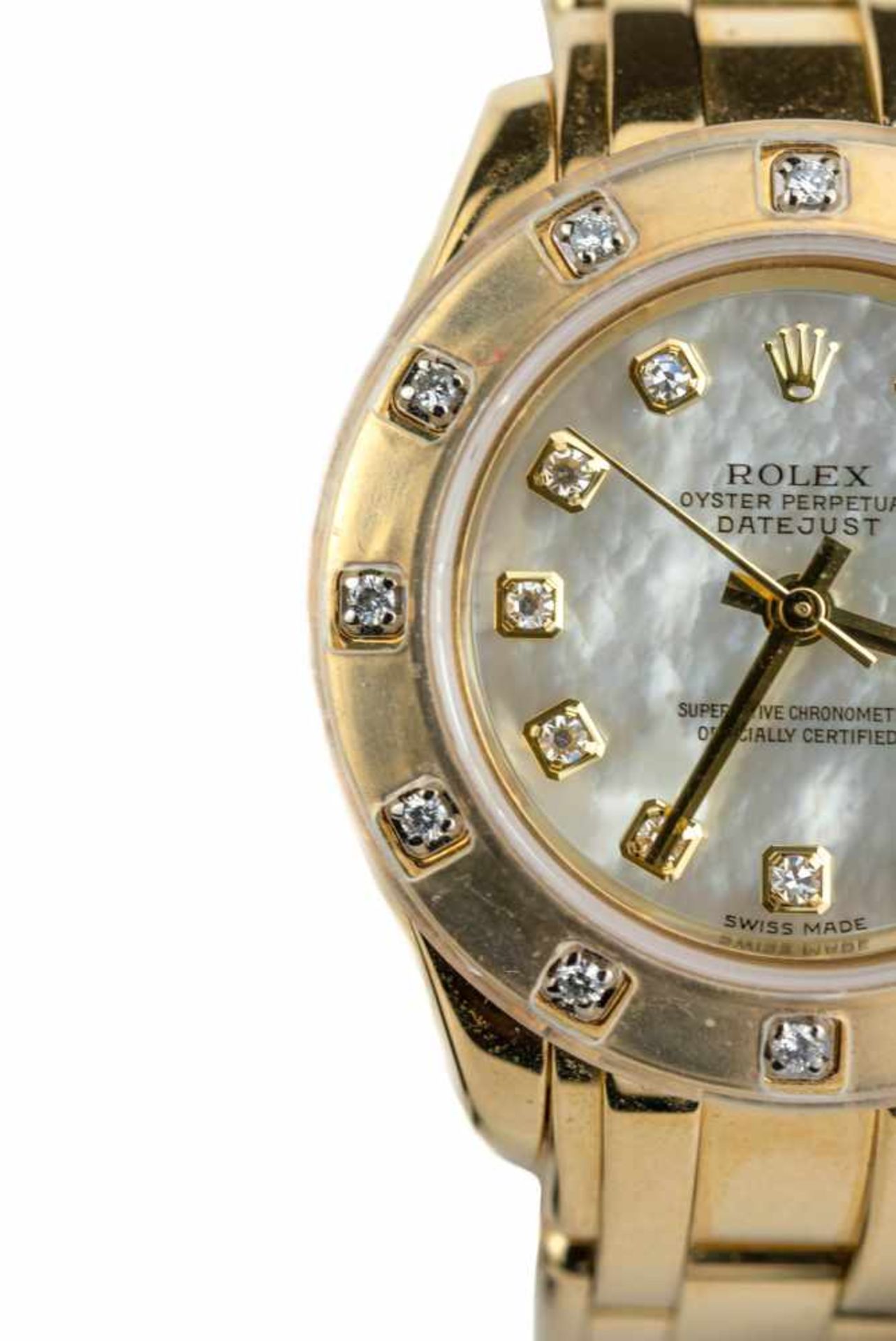 Rolex 'Lady Datejust Pearlmaster' Automatik, Gehäuse 750 Gelbgold, punziert, Lünette mit 12 - Bild 2 aus 4