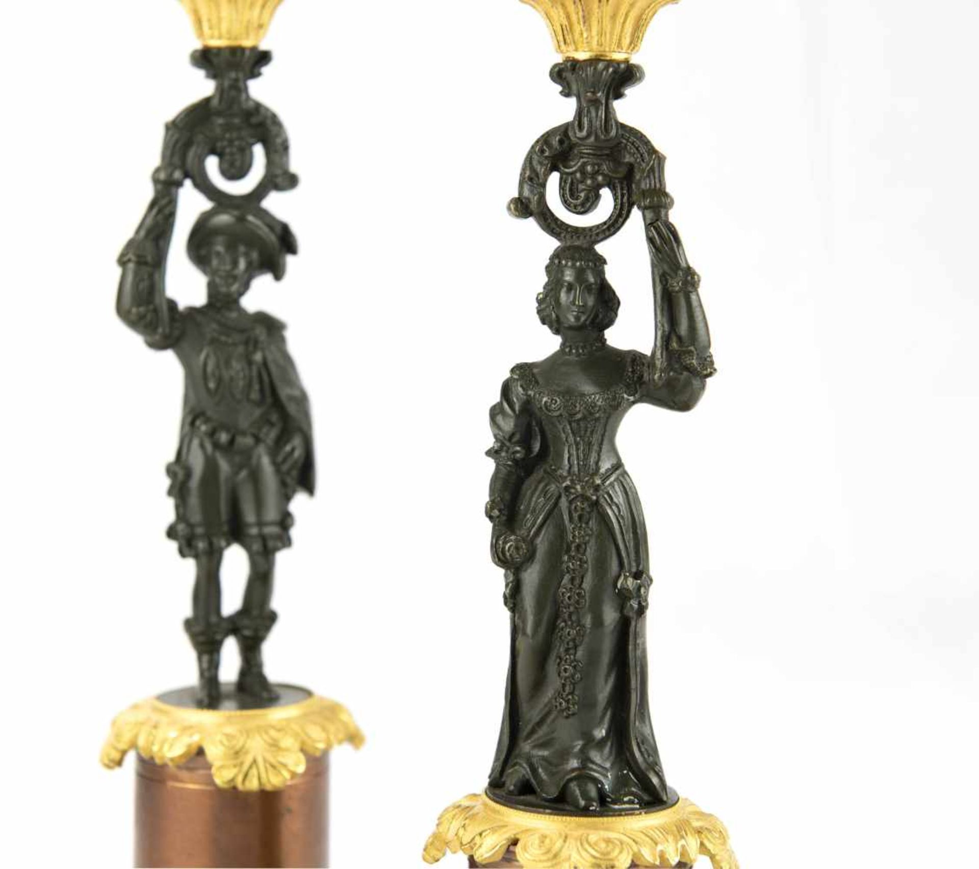 Paar Kerzenleuchter Frankreich, Empire, 19. Jh., 1 Kerzenleuchter als Frauengestalt, 1 - Bild 3 aus 3