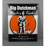 EMAILLESCHILD / BLECHSCHILD / WERBESCHILD "Big Dutchman Poultry Feeder". Rechteckiges und