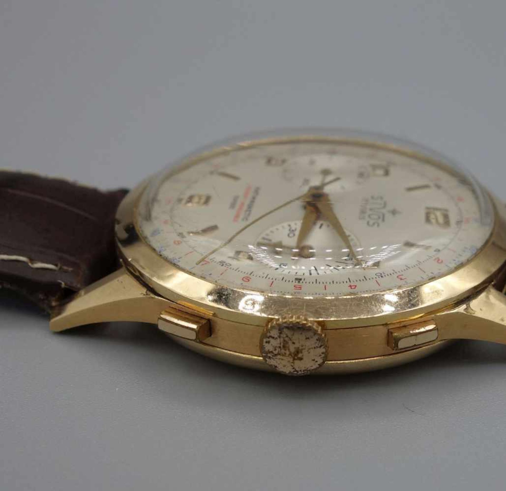 VINTAGE ARMBANDUHR / CHRONOGRAPH / wristwatch, Handaufzug, Mitte 20. Jh., Manufaktur S.I.V.O.S. SARL - Bild 8 aus 8