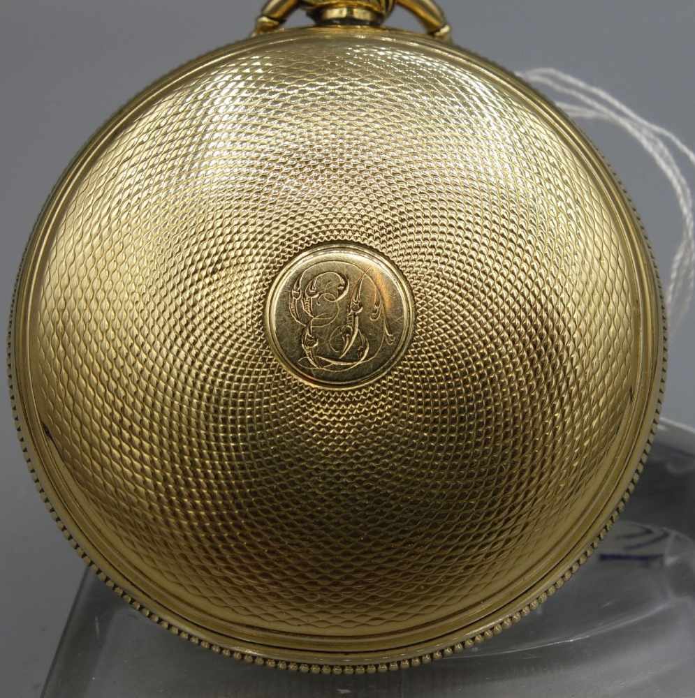 ENGLISCHE SPINDELTASCHENUHR IM GOLDGEGÄUSE / golden english pocket watch, England, - Image 5 of 11