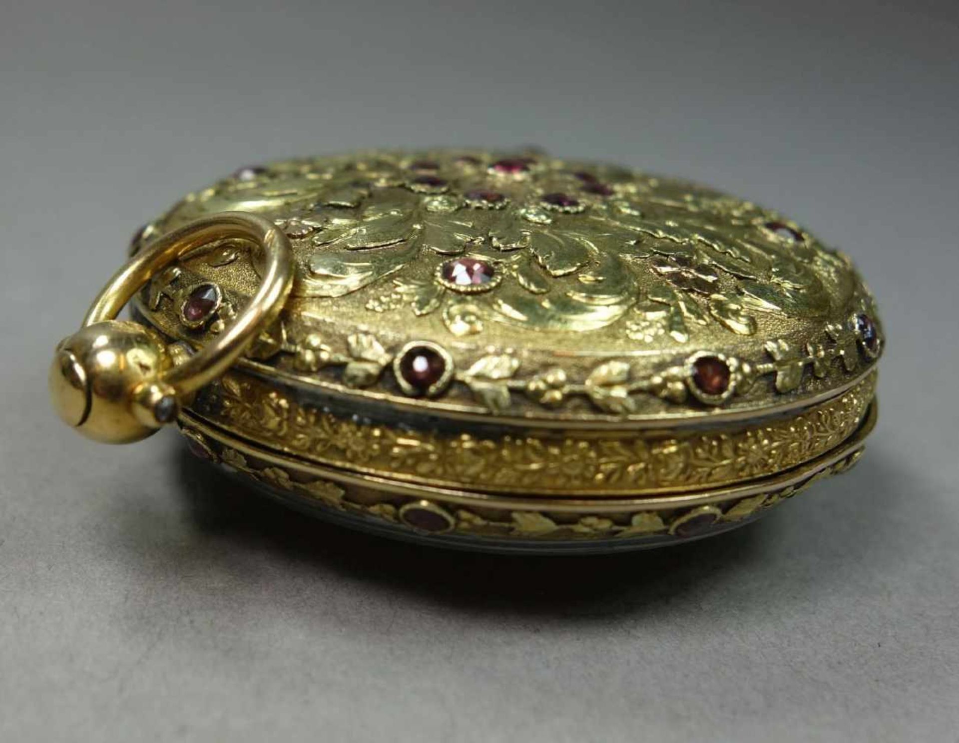 GOLDENE SPINDELTASCHENUHR / golden pocket watch, 585er bicolor Gold (mit Säure getestet) und mit - Bild 5 aus 15