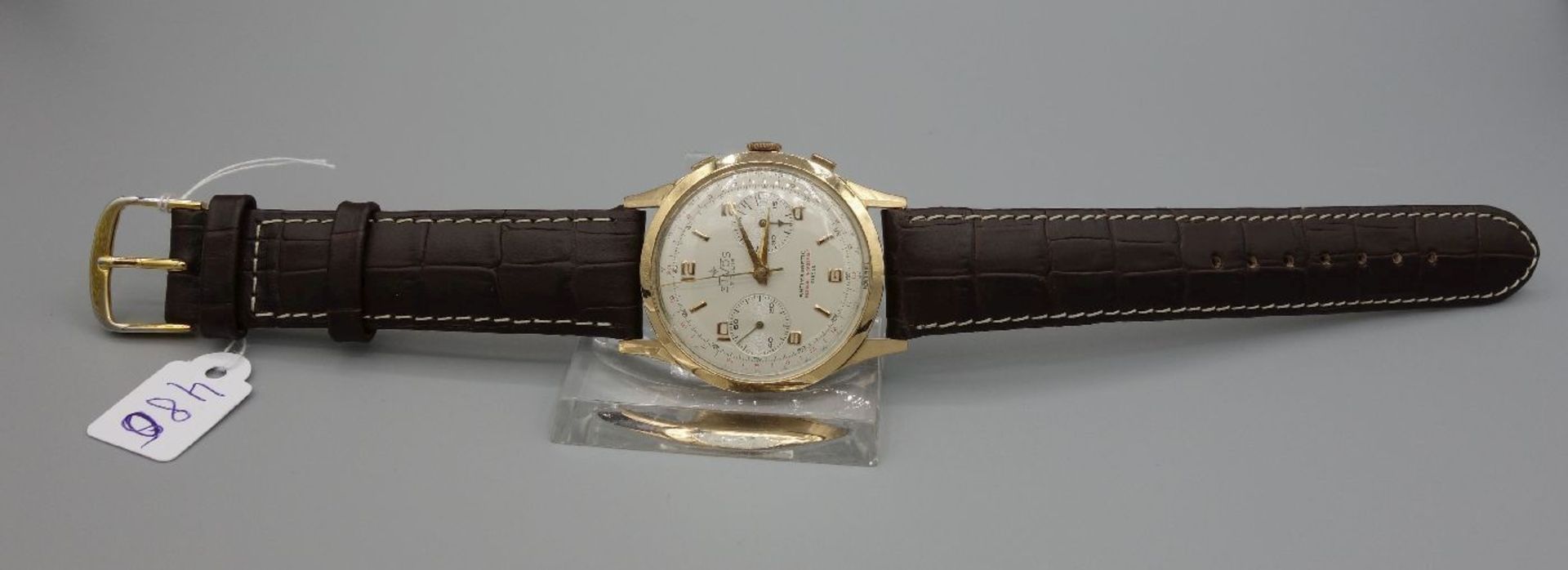 VINTAGE ARMBANDUHR / CHRONOGRAPH / wristwatch, Handaufzug, Mitte 20. Jh., Manufaktur S.I.V.O.S. SARL - Bild 3 aus 8