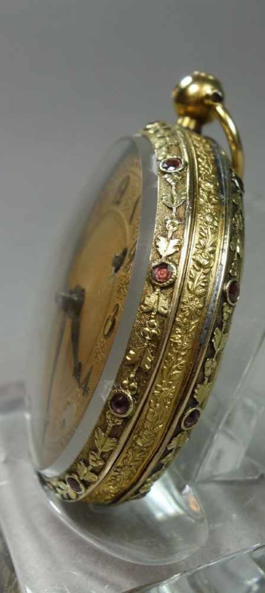 GOLDENE SPINDELTASCHENUHR / golden pocket watch, 585er bicolor Gold (mit Säure getestet) und mit - Bild 2 aus 15