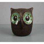 KÜNSTLERKERAMIK / SKULPTUR: "Eule" / owl pottery sculpture, Mitte 20. Jh., Studiokeramik, brauner