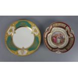 KONVOLUT PORZELLAN: PRUNKTELLER UND SCHALE / porcelain plate and bowl, 20. Jh., Porzellan. 1) Schale