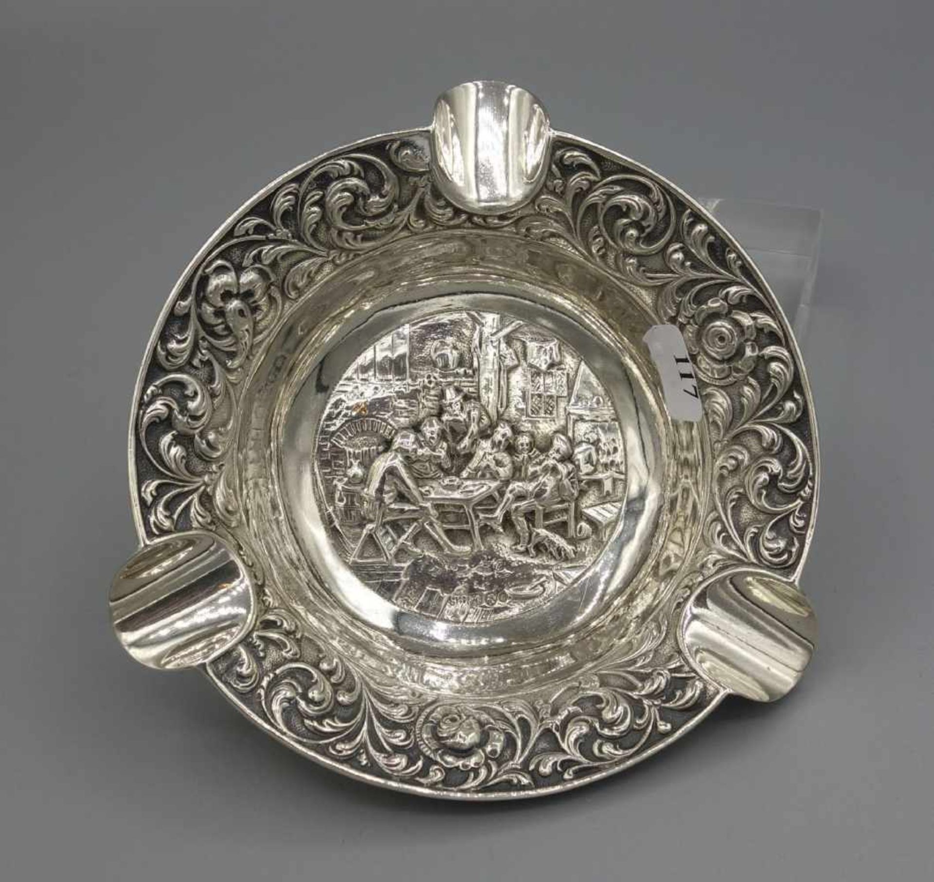 ASCHER / ASCHENBECHER / ashtray, 1. H. 20. Jh., Niederlande, 833er Silber (99 Gramm), Punze 1949 - Bild 2 aus 4