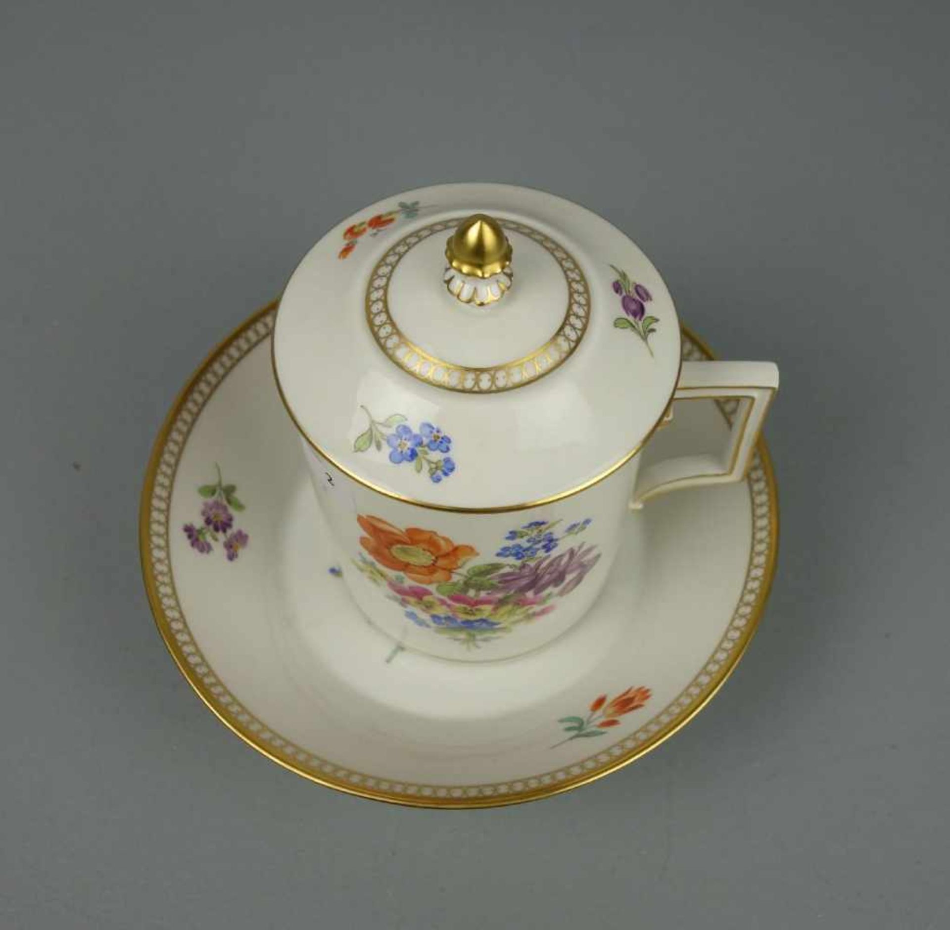 DECKELTASSE / SCHOKOLADENTASSE / cup, Porzellan, Manufaktur Meissen, unterglasurblaue - Bild 2 aus 6