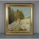 HÖLBLING, RUDOLF (Wien 1897-1990 Oberstdorf), Gemälde / painting: "Winterlandschaft mit Hütte", Öl