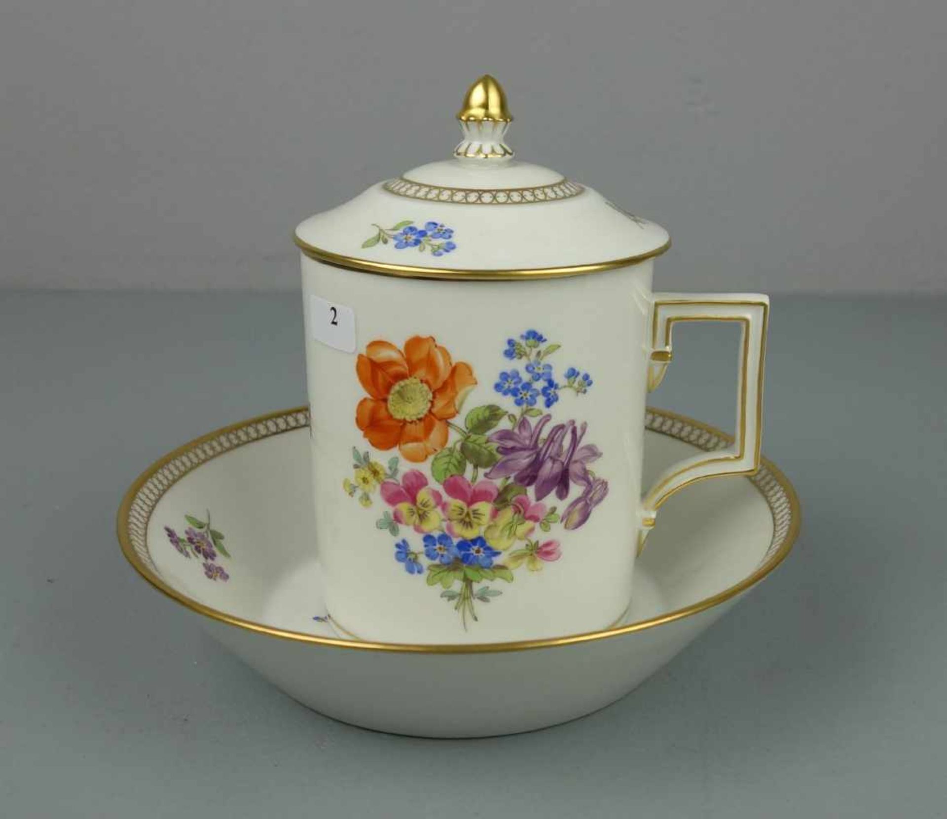 DECKELTASSE / SCHOKOLADENTASSE / cup, Porzellan, Manufaktur Meissen, unterglasurblaue - Bild 3 aus 6