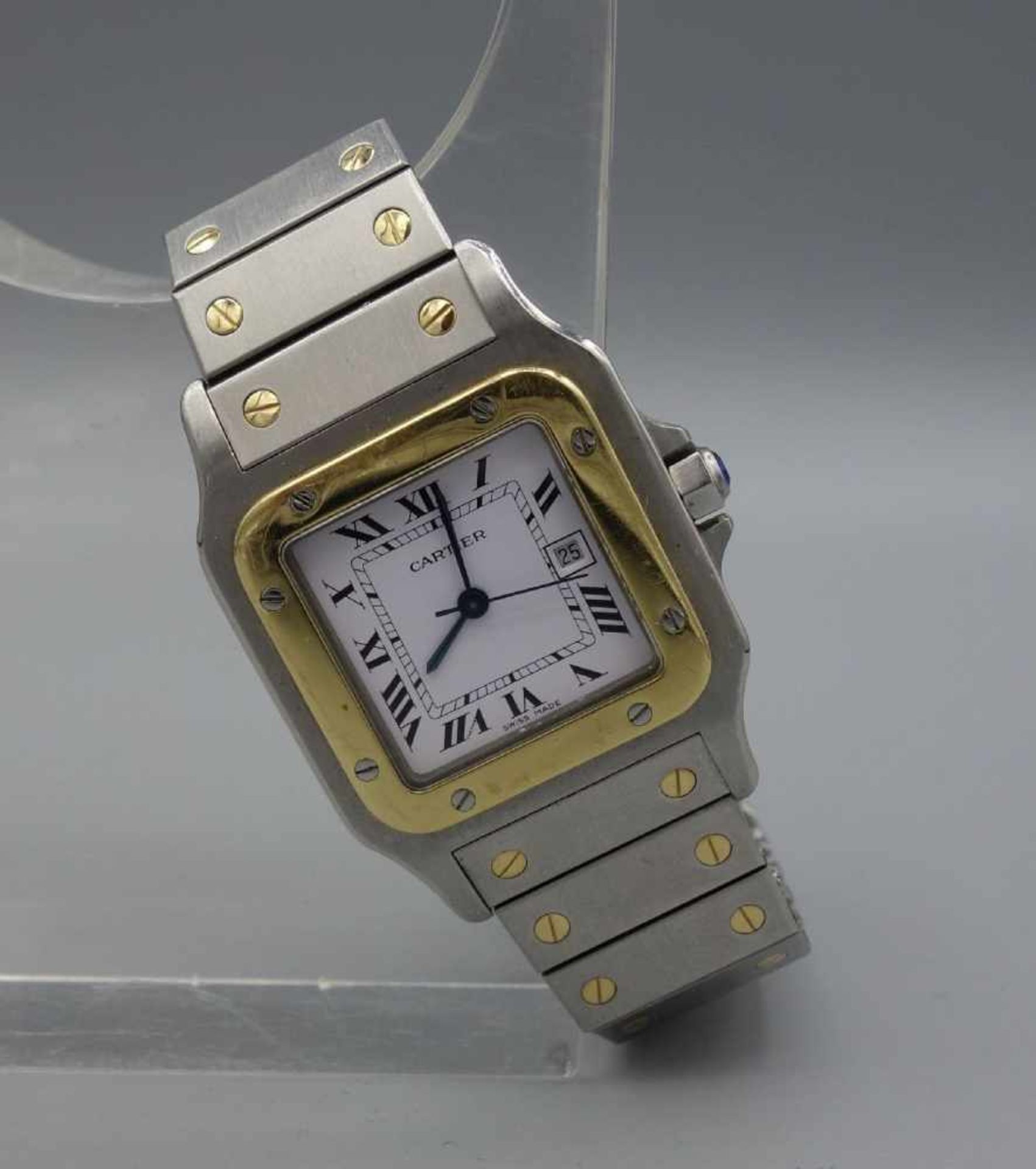VINTAGE ARMBANDUHR - Cartier "Santos"/ wristwatch, Mitte 20. Jh., Automatik, Manufaktur Cartier SA /