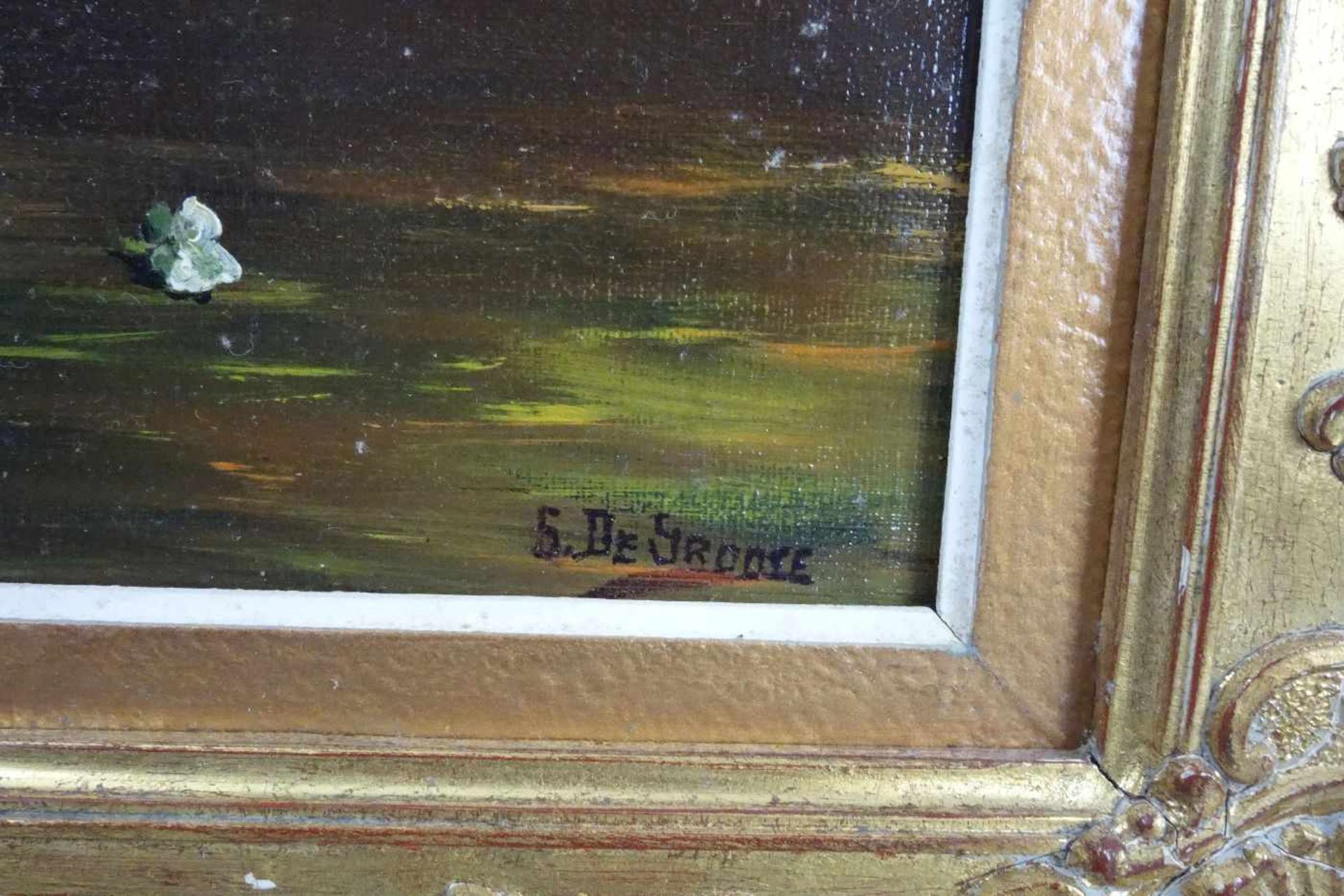 DE GROSSE, S. (Maler des 20./21. Jh.), Gemälde / painting: "Blumenstillleben mit Flieder", Öl auf - Bild 2 aus 3