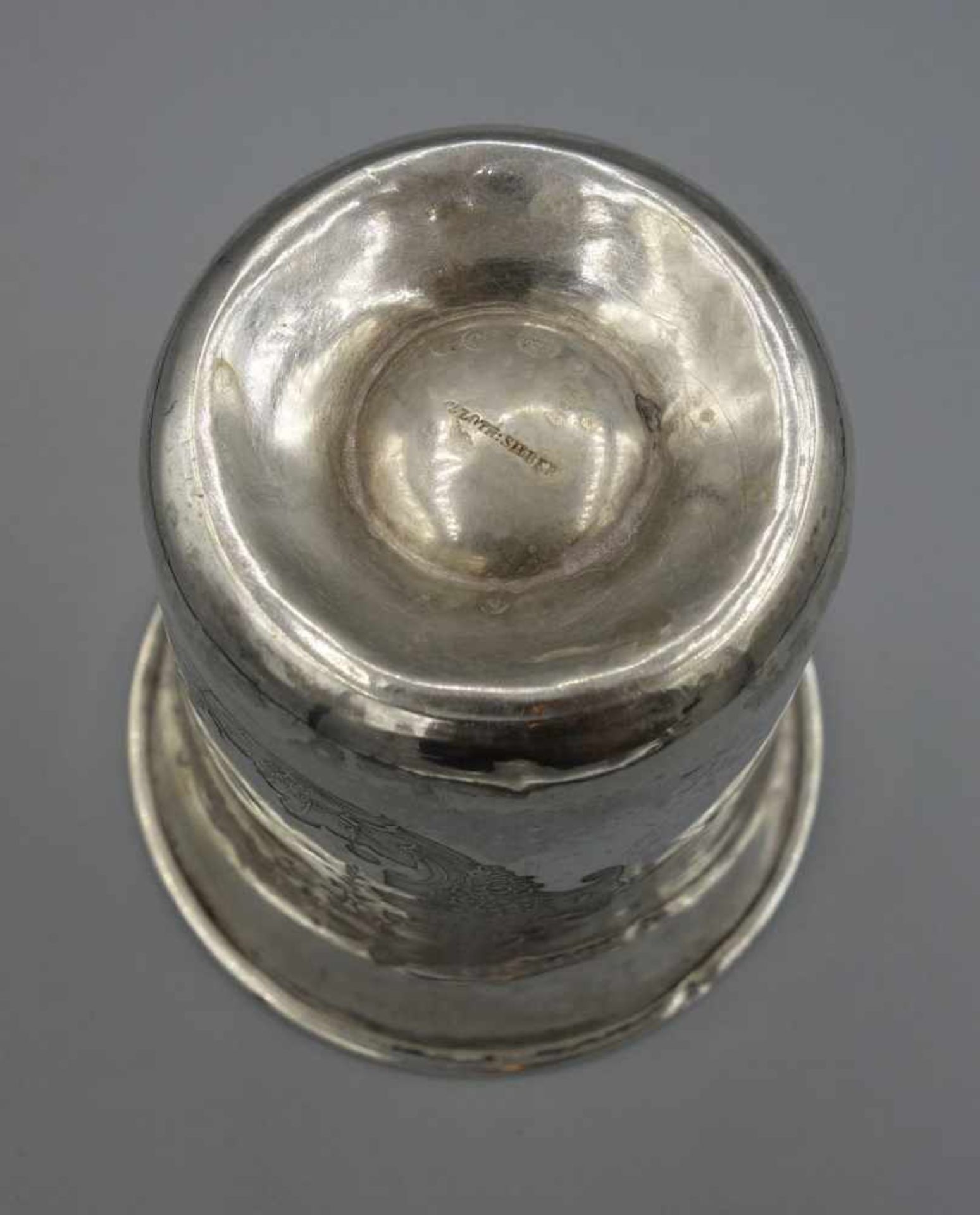 SILBERBECHER / FREUNDSCHAFTSBECHER / silver cup, deutsch, Mitte 19. Jh., 12 lötiges Silber (750er - Image 6 of 7
