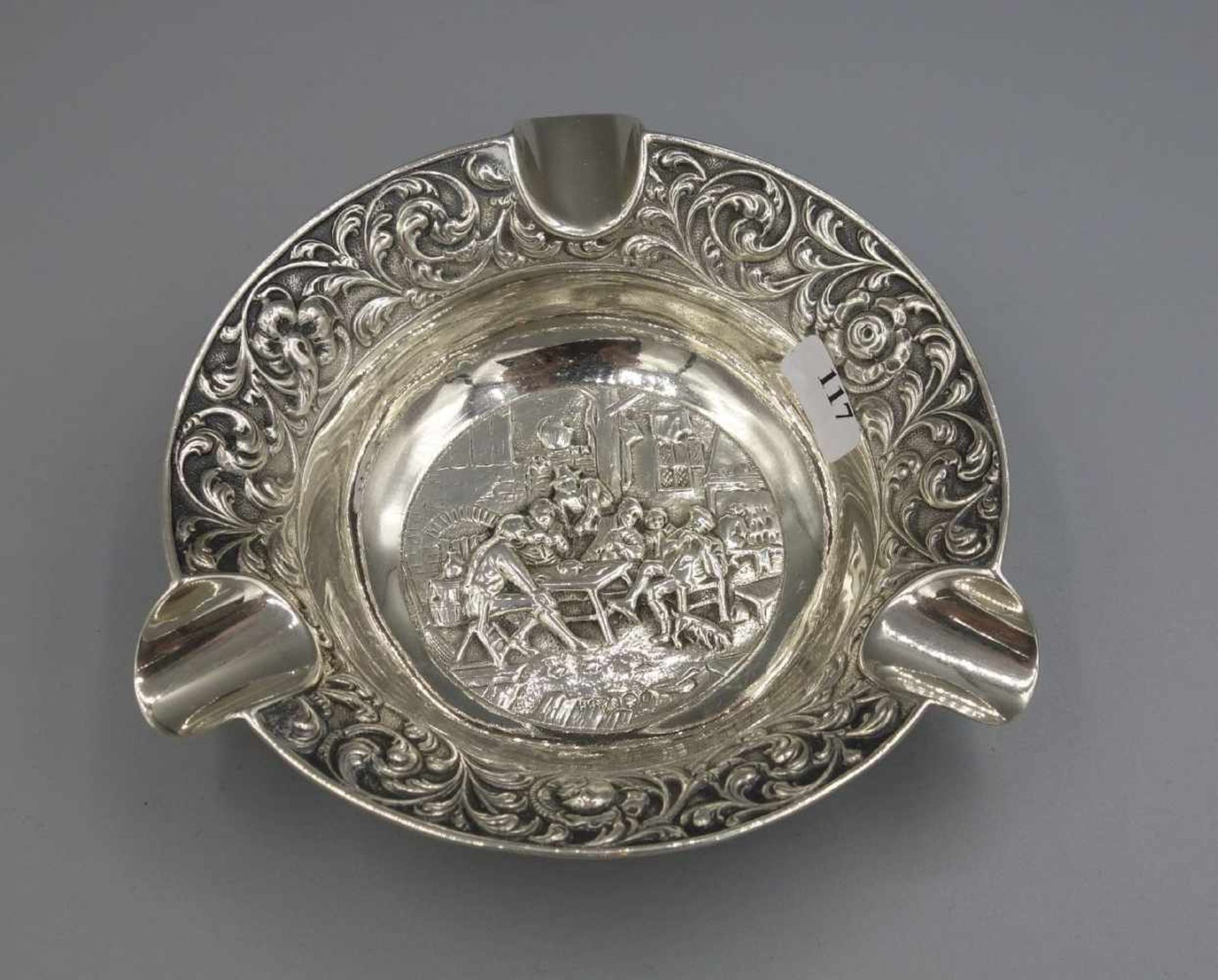 ASCHER / ASCHENBECHER / ashtray, 1. H. 20. Jh., Niederlande, 833er Silber (99 Gramm), Punze 1949