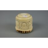 FREIMAURER SPARDOSE / masonic money box, 19. Jh., Elfenbein und Holz , Frankreich, datiert "1839"