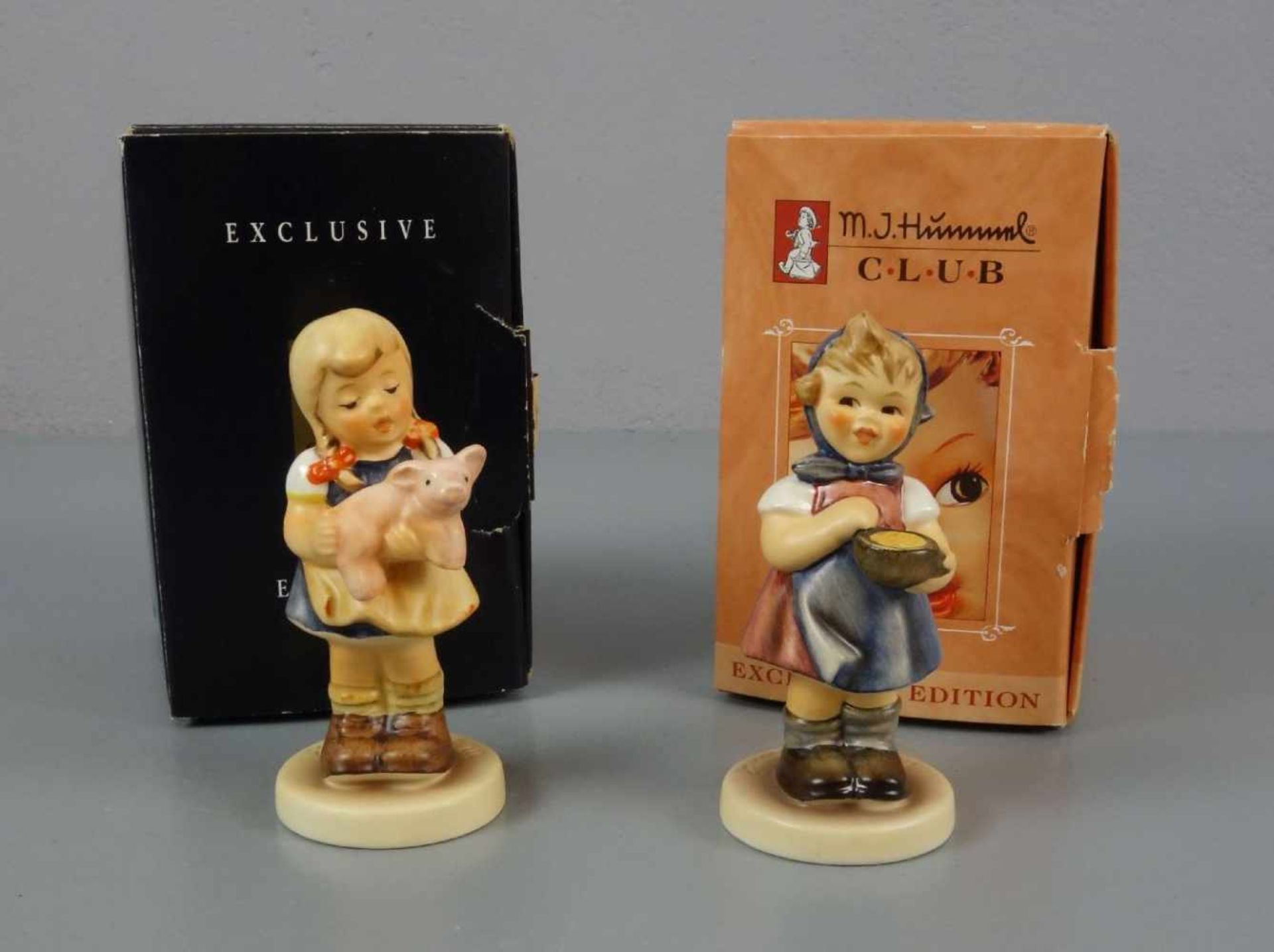 PAAR HUMMELFIGUREN / porcelain figures, Goebel Hummel-Figuren, Marken nach 1991. "Mein