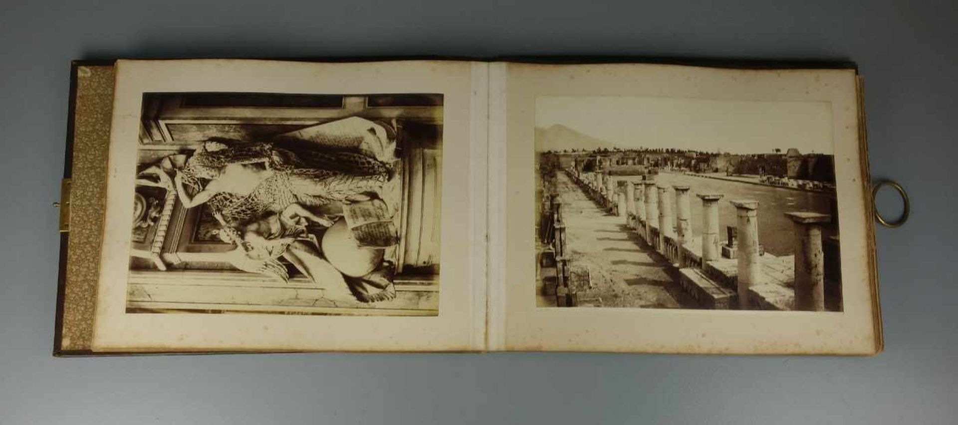 FOTOALBUM "ERINNERUNGEN AN NEAPEL1884", in Leder gebunden. Über 65 Fotografische und - Image 3 of 3
