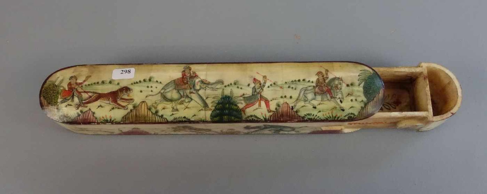 BEINSCHATULLE, Indien, wohl 19. Jahrhundert, gefertigt aus Kamel-Bein. Längliche und leicht gewölbte - Bild 4 aus 4