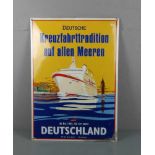 EMAILLESCHILD / BLECHSCHILD / WERBESCHILD "Kreuzfahrtschiff Deutschland". Rechteckiges und