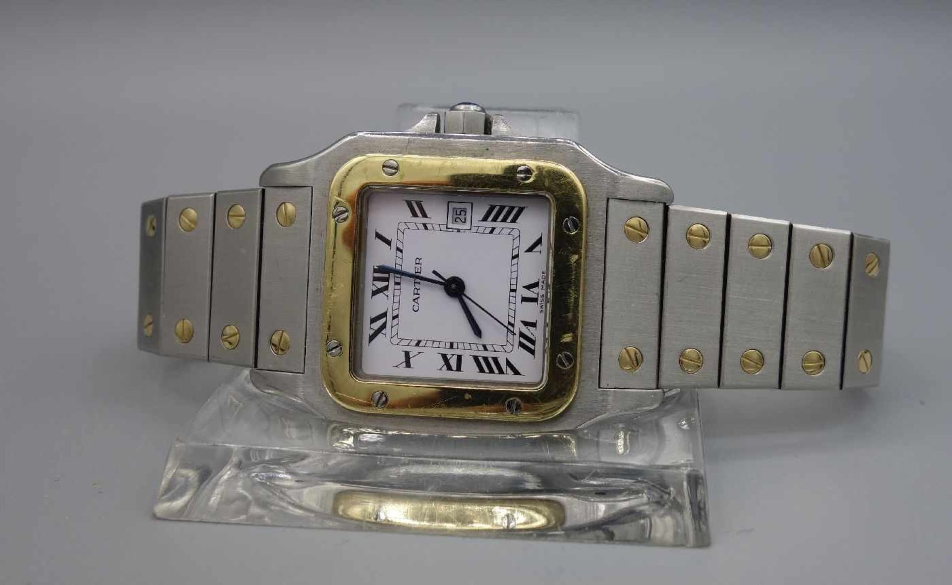 VINTAGE ARMBANDUHR - Cartier "Santos"/ wristwatch, Mitte 20. Jh., Automatik, Manufaktur Cartier SA / - Bild 3 aus 9