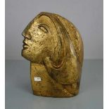 BILDHAUER DES 20./21. Jh., Skulptur / sculpture: "Kopf einer jungen Frau", Bronze, goldfarben
