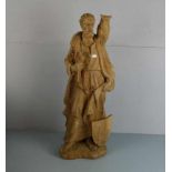 SKULPTUR / sculpture: "Heiliger Petrus", Eichenholz, geschnitzt, 2. Hälfte 20. Jh.; auf Naturstand