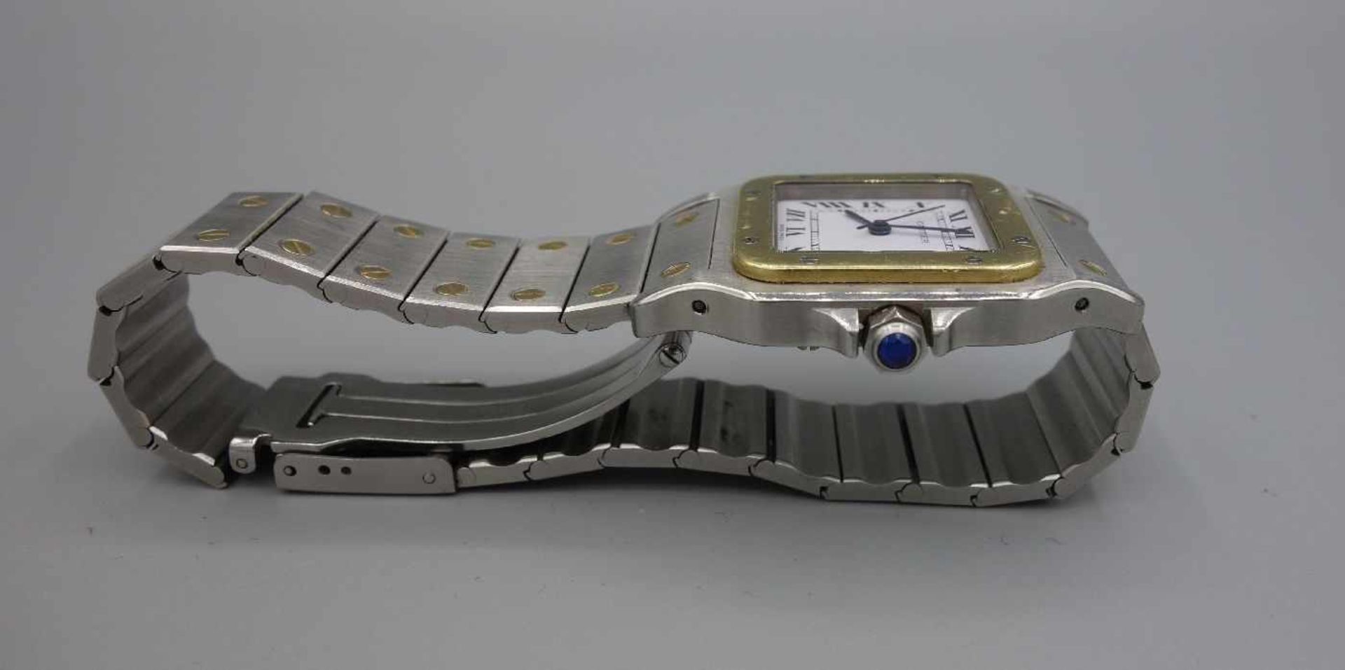 VINTAGE ARMBANDUHR - Cartier "Santos"/ wristwatch, Mitte 20. Jh., Automatik, Manufaktur Cartier SA / - Bild 7 aus 9