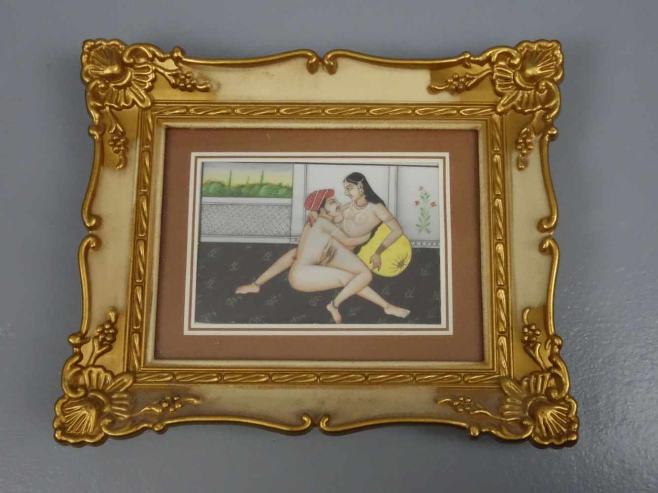 7 EROTISCHE MINIATUREN ZUM KAMASUTRA, der indischen Traditionslehre über Erotik. Tempera auf - Image 10 of 10