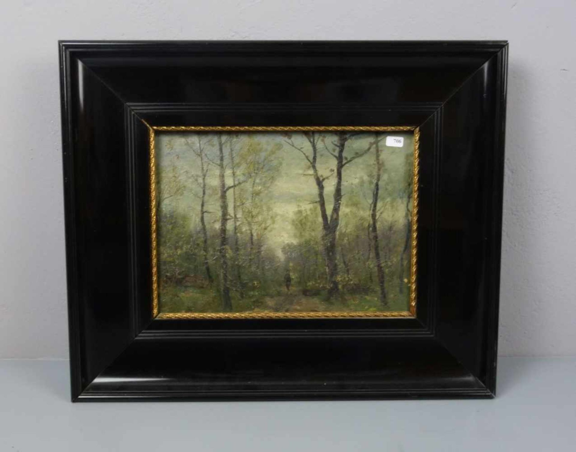 FEY, CARL OTTO (Düsseldorf 1894-1971 Altenkirchen), Gemälde / painting: "Waldstück mit Wanderer", Öl