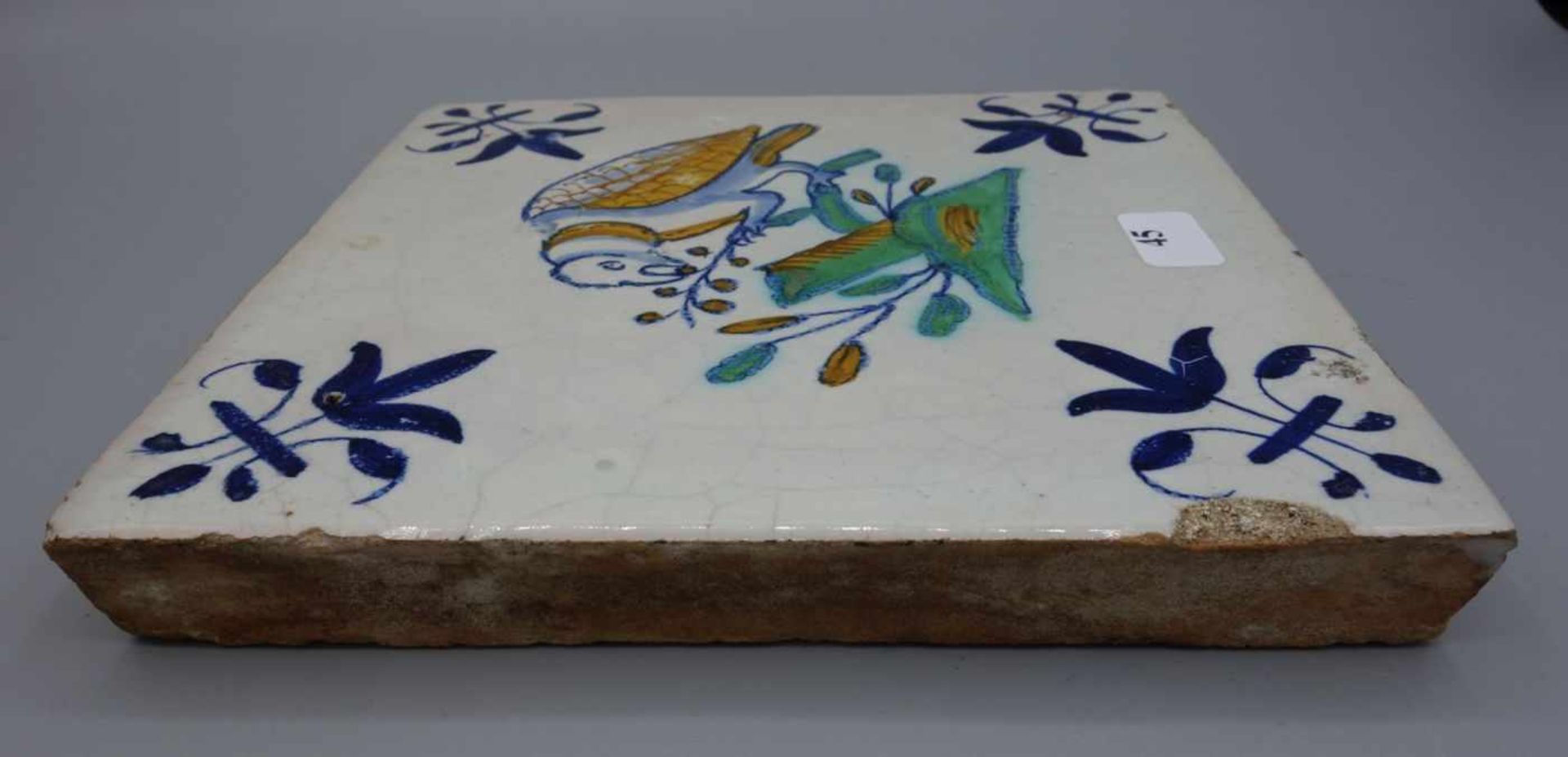 BAROCK-FLIESE "VOGEL / PAPAGEI" / HOLLÄNDISCHE FAYENCE - FLIESE / WANDFLIESE / baroque dutch tile, - Bild 4 aus 6