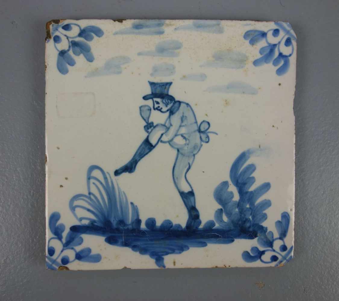 4 FLIESEN MIT FIGÜRLICHEN MOTIVEN / FAYENCE - FLIESEN / WANDFLIESEN / german tiles, 19. Jh., - Image 10 of 14