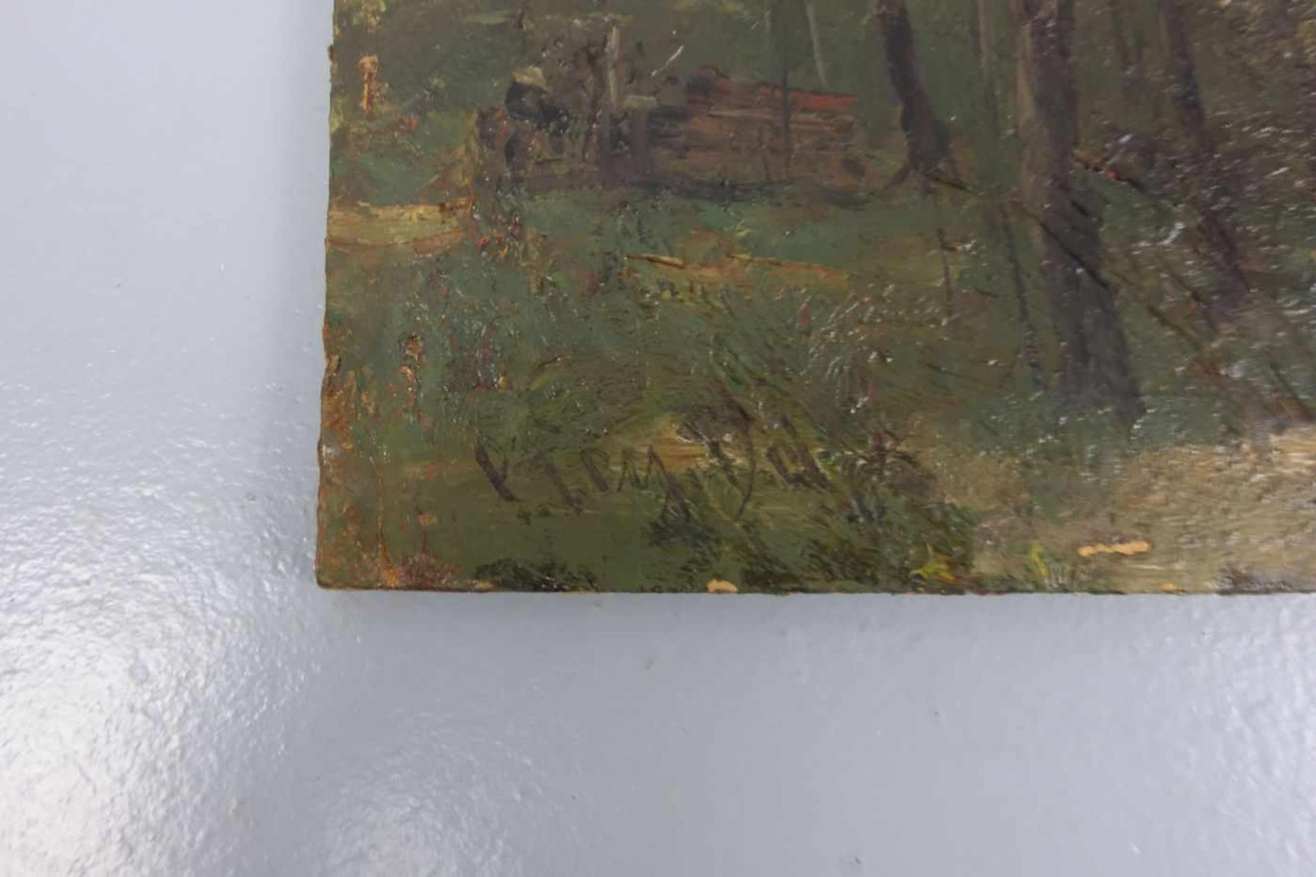 FEY, CARL OTTO (Düsseldorf 1894-1971 Altenkirchen), Gemälde / painting: "Waldstück mit Wanderer", Öl - Image 3 of 4