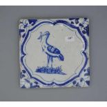 BAROCK-FLIESE "STORCH" / HOLLÄNDISCHE FAYENCE - FLIESE / WANDFLIESE / baroque dutch tile, wohl 17