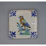 BAROCK-FLIESE "VOGEL" / HOLLÄNDISCHE FAYENCE - FLIESE / WANDFLIESE / baroque dutch tile, 17 Jh. (