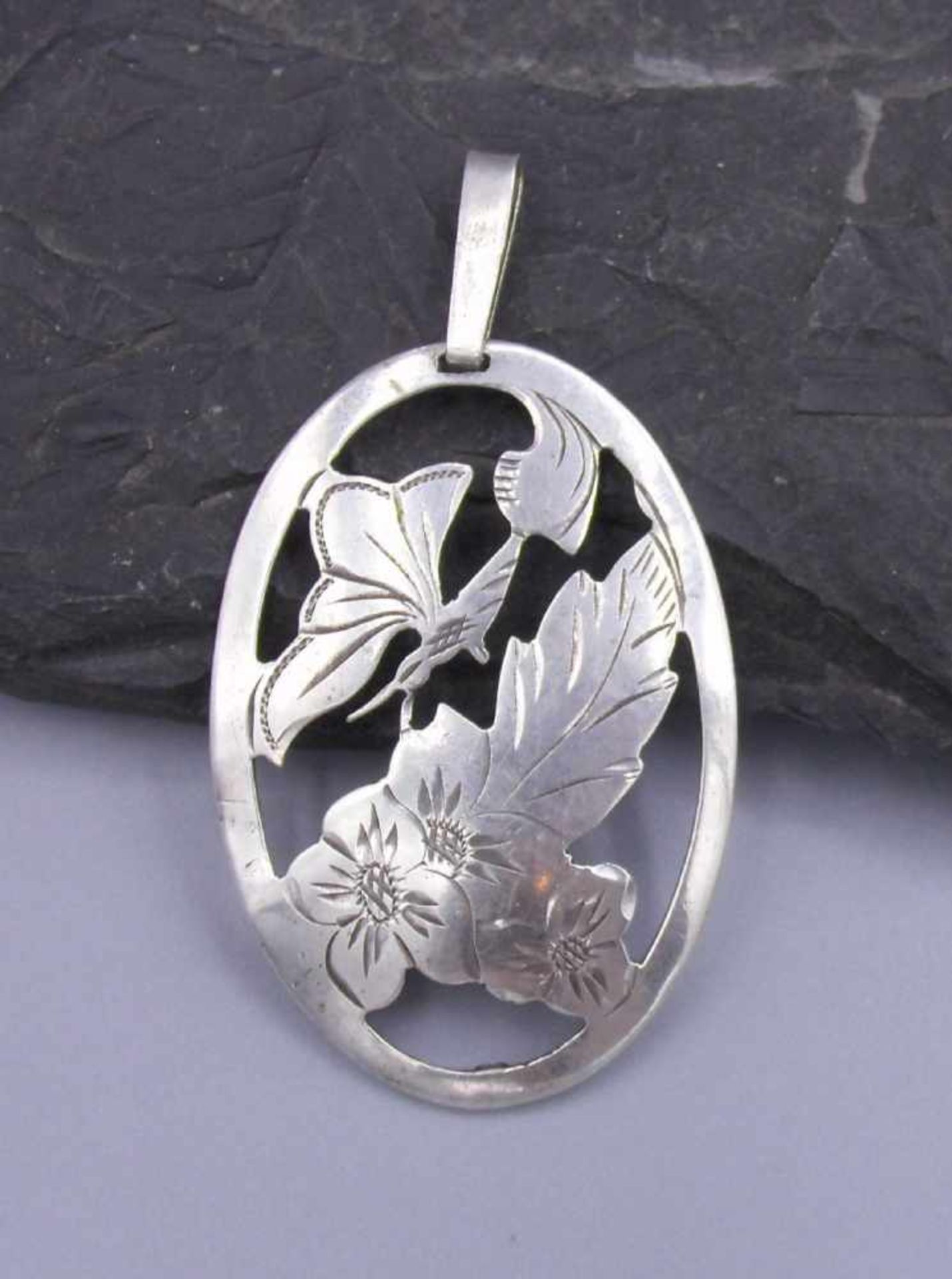 JUGENDSTIL - ANHÄNGER / art nouveau silver pendant, 835er Silber (gepunzt mit Feingehaltsangabe, 6,5