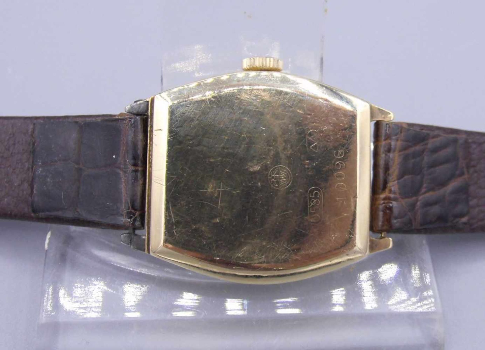 ART DÉCO ARMBANDUHR MIT GOLDGEHÄUSE / golden wristwatch, 1. H. 20. Jh., deutsch, Handaufzug. Gehäuse - Bild 3 aus 4