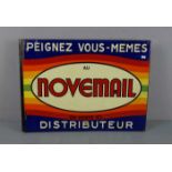 EMAILLESCHLD / BLECHSCHILD / WERBESCHILD "Novemail"; beidseitig gestaltetes Schild mit Winkel zur