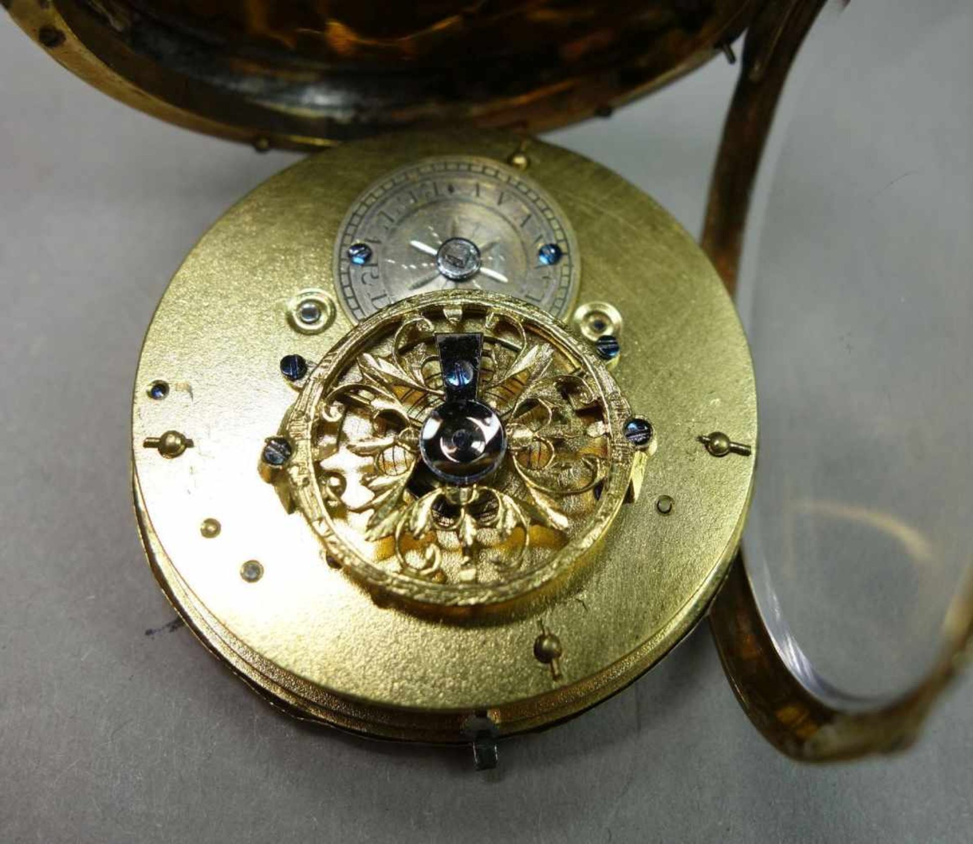 GOLDENE SPINDELTASCHENUHR / golden pocket watch, 585er bicolor Gold (mit Säure getestet) und mit - Bild 15 aus 15
