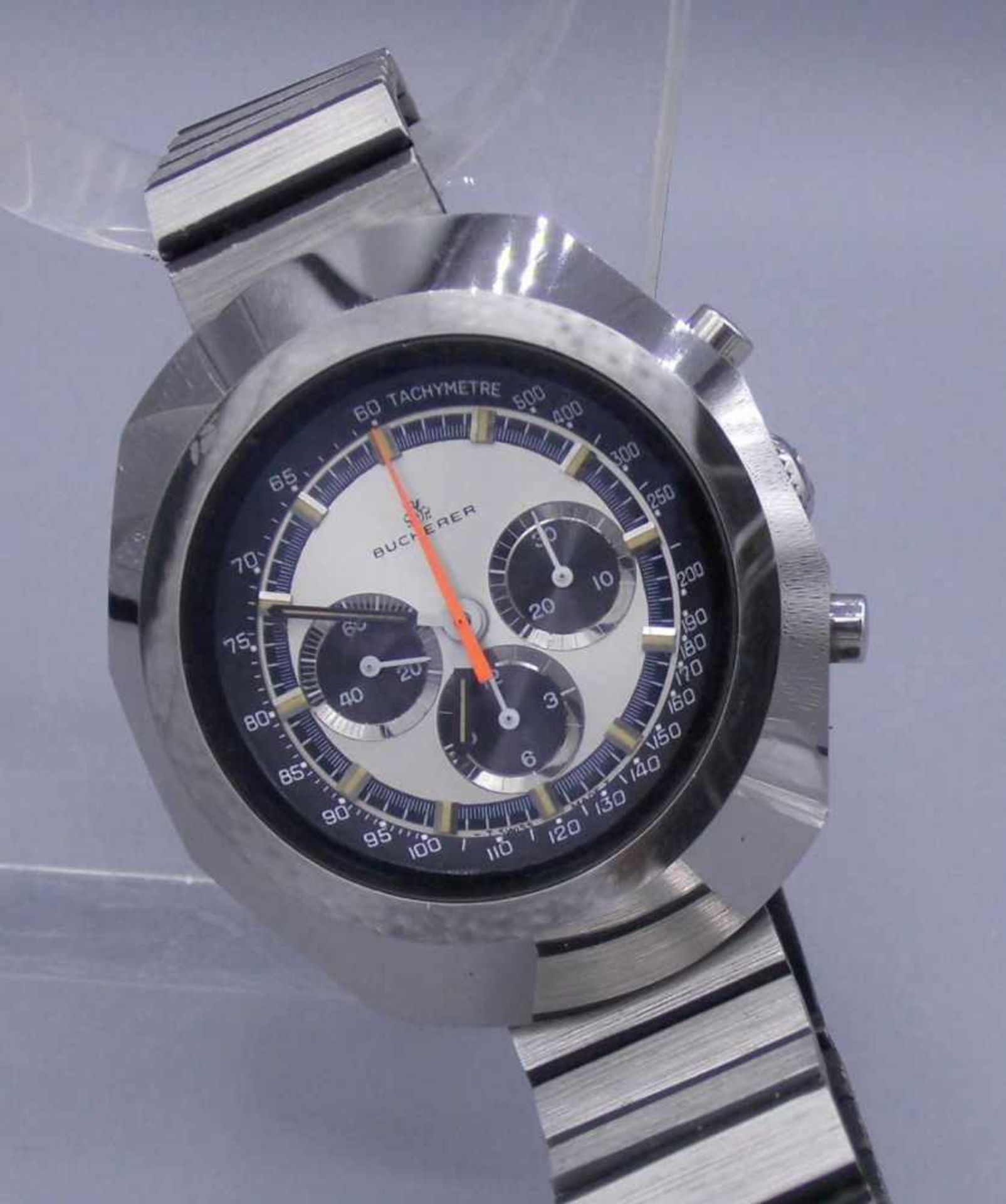 VINTAGE ARMBANDUHR / CHRONOGRAPH - BUCHERER - PANDA DIAL / wristwatch, wohl 1970er Jahre, Bucherer