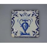 BAROCK-FLIESE "BLUMENVASE" / HOLLÄNDISCHE FAYENCE-FLIESE / WANDFLIESE / baroque dutch tile, 17.