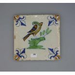 BAROCK-FLIESE "VOGEL" / HOLLÄNDISCHE FAYENCE - FLIESE / WANDFLIESE / baroque dutch tile, wohl 1.