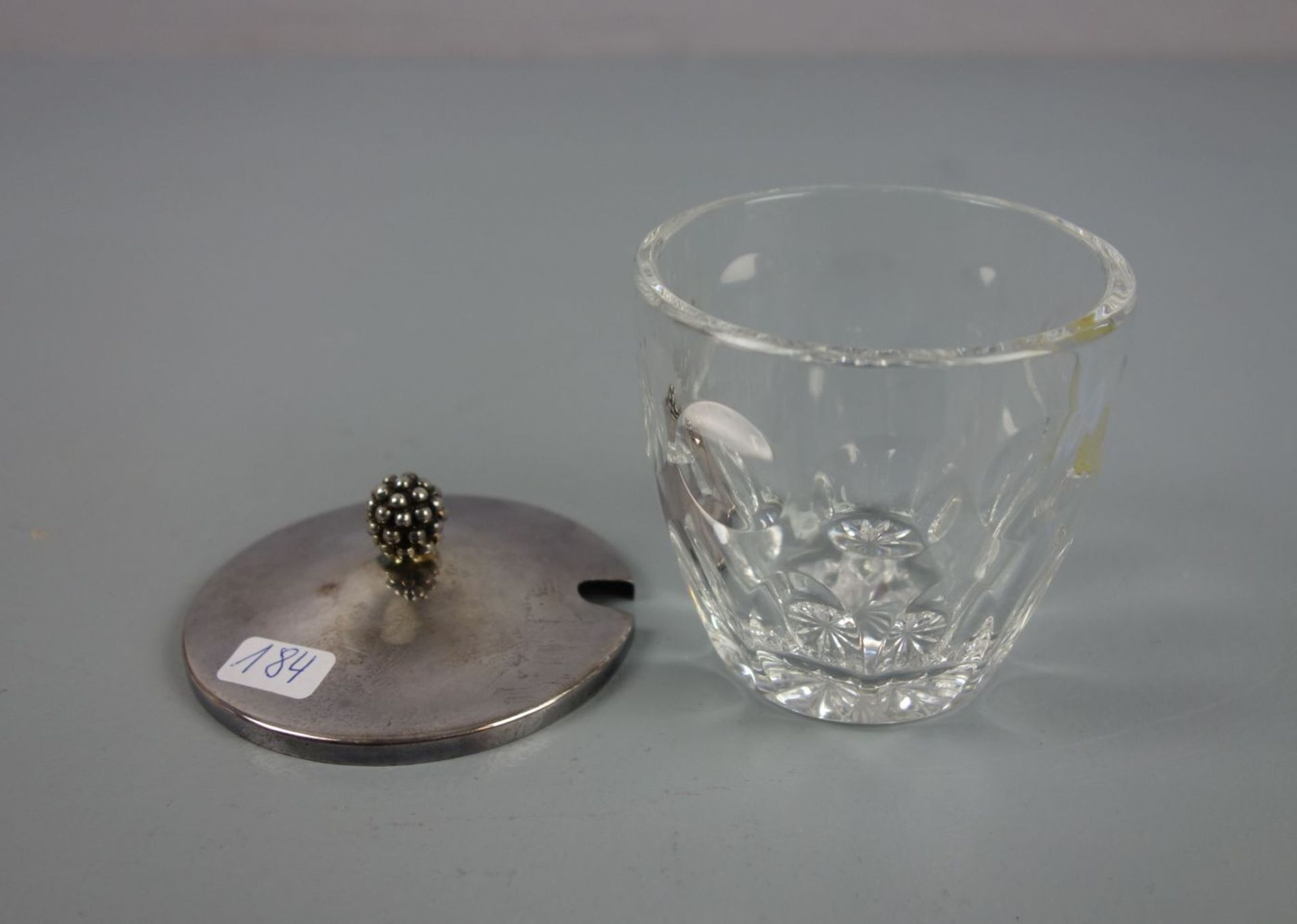 KOMPOTTIERE / MARMELADENTOPF / DECKELSCHALE / silver jam pot, Silber und Glas. Deckel aus 925er - Image 2 of 6
