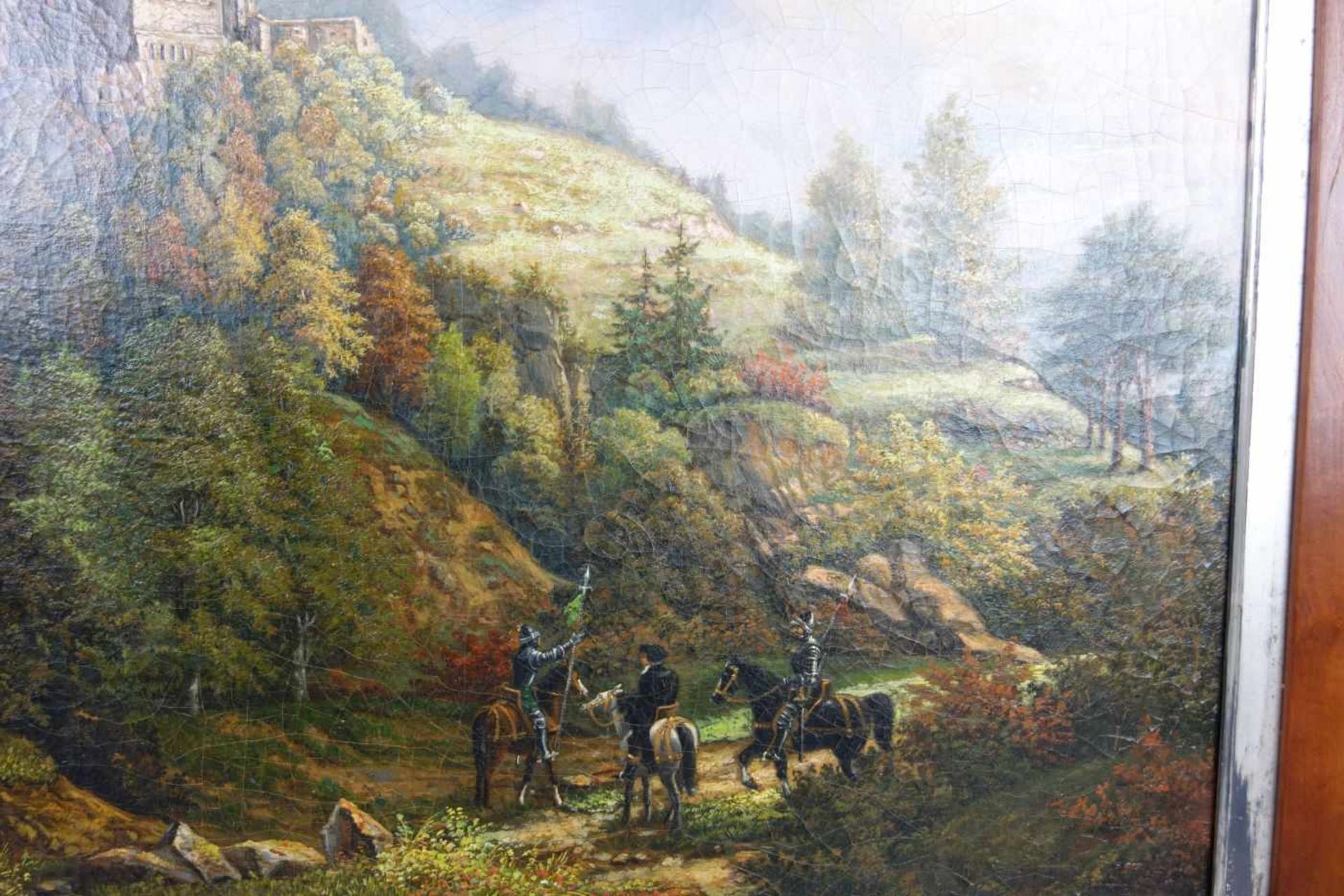 MALER DER ROMANTIK (19. Jh.), Gemälde / painting: "Landschaft mit Blick auf die Wartburg", Öl auf - Bild 2 aus 4