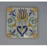 BAROCK-FLIESE "BLUME" / HOLLÄNDISCHE FAYENCE - FLIESE / WANDFLIESE / baroque dutch tile, wohl 17 Jh.