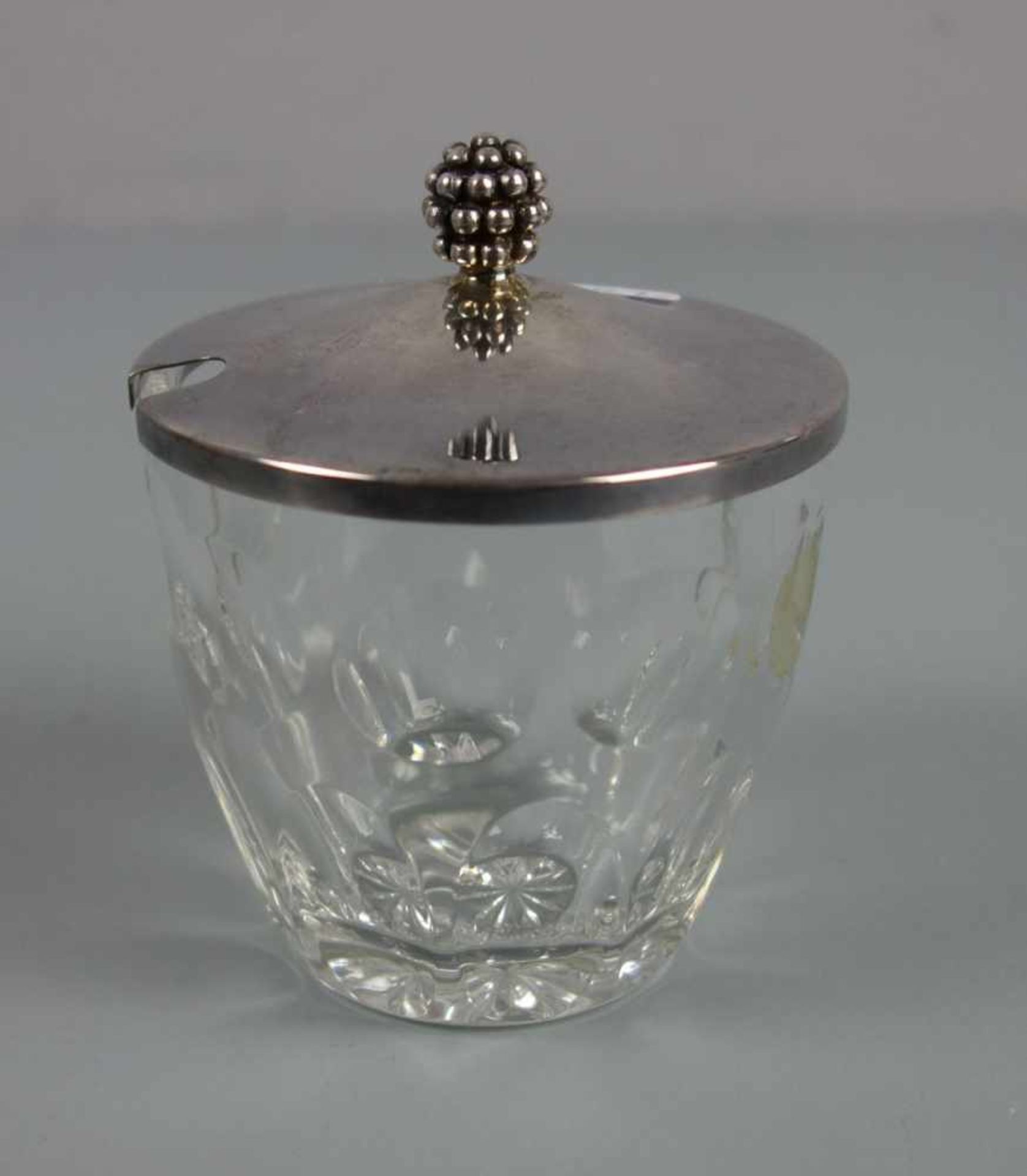 KOMPOTTIERE / MARMELADENTOPF / DECKELSCHALE / silver jam pot, Silber und Glas. Deckel aus 925er - Image 5 of 6